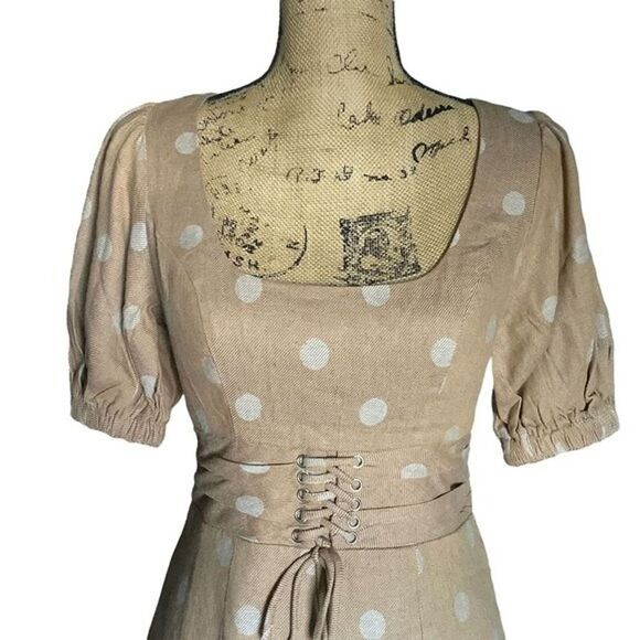 SAINTS + SECRETS Puff Sleeves Flattering Polkadot Mini Dress - Picture 2 of 11